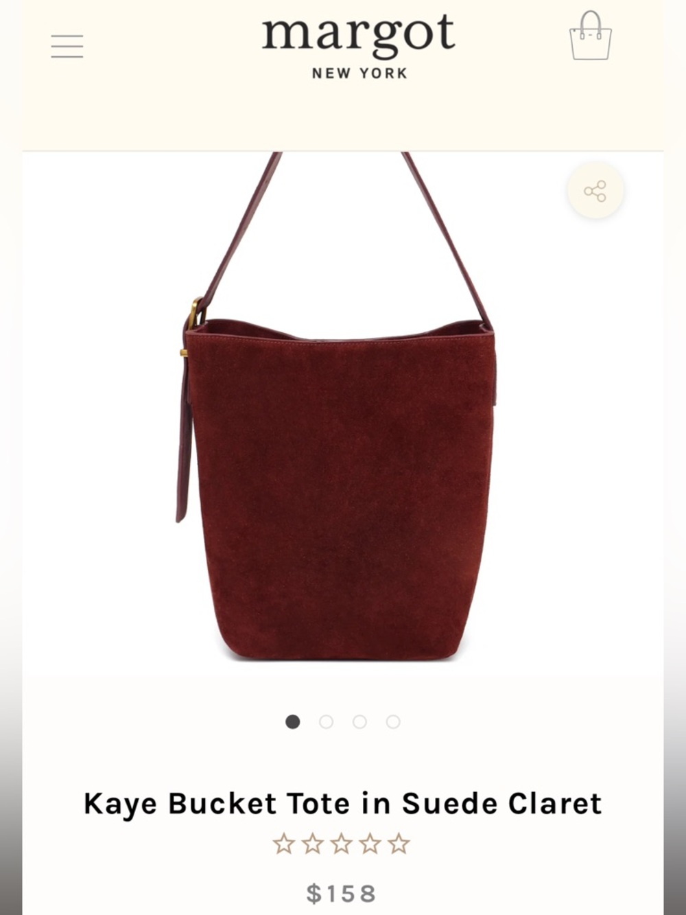 Margot NY Kaye Bucket Tote in Claret Suede Leather